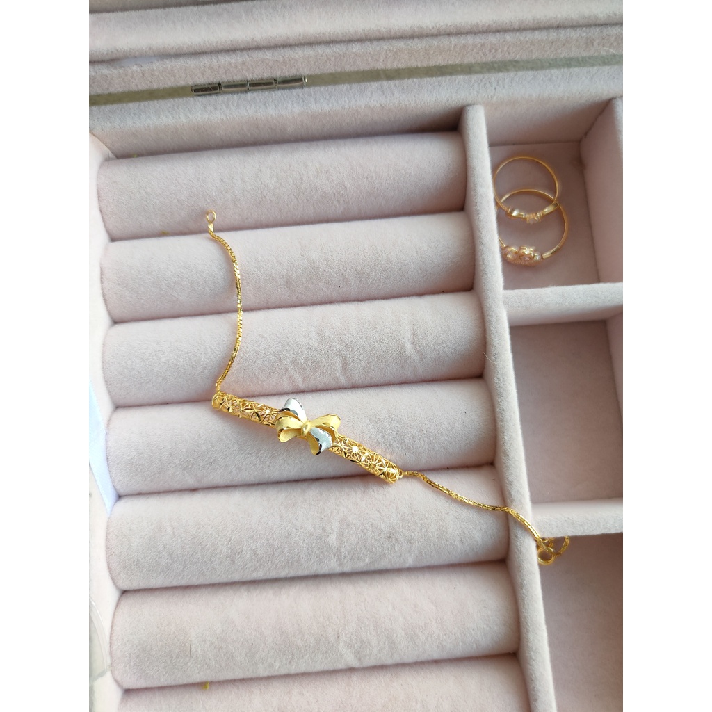 Gelang serut kupu kuning edelweiss emas asli UBS