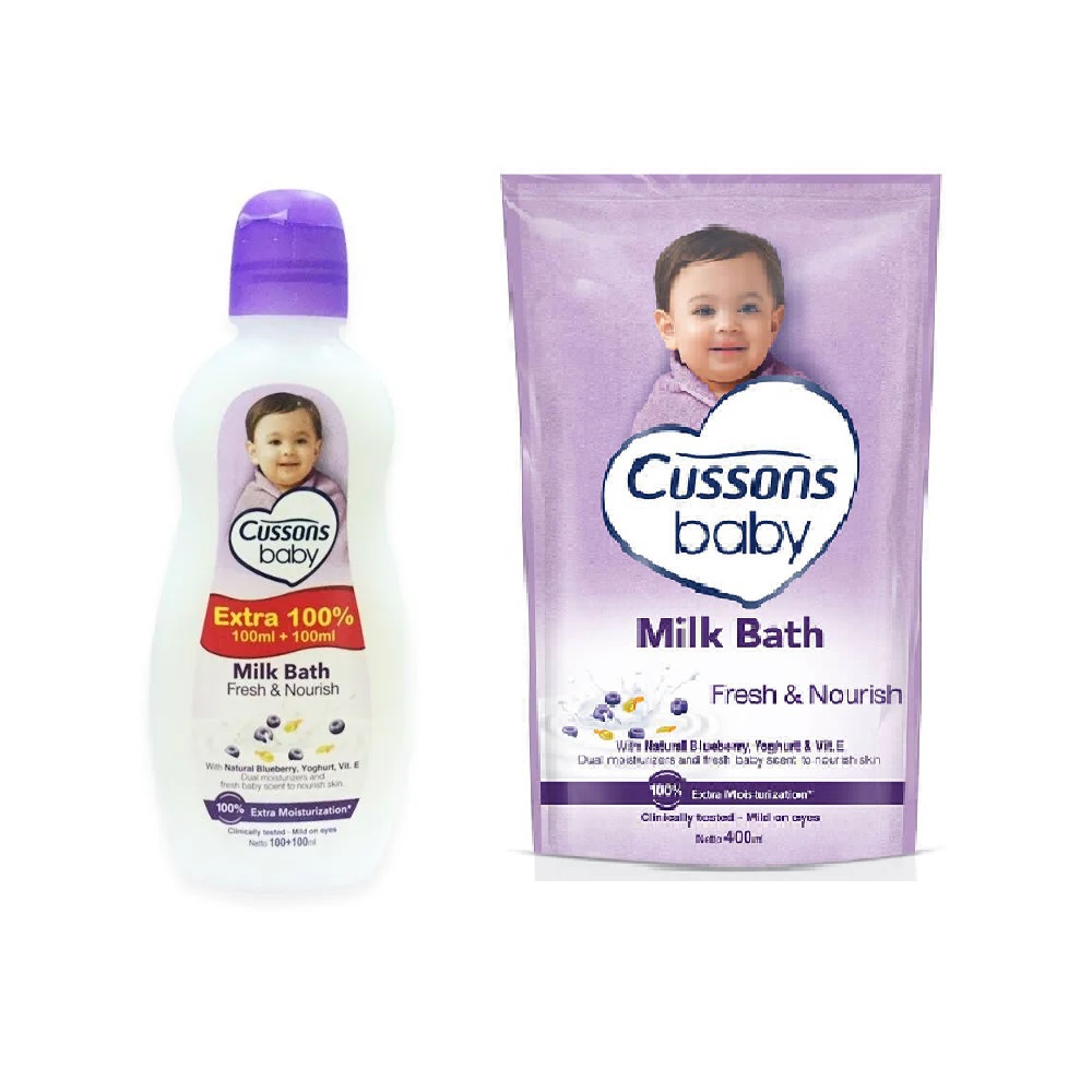 Sabun mandi bayi Cusson baby Milk Bath Fresh Nourish botol 100ml / 200ml / refill 400ml