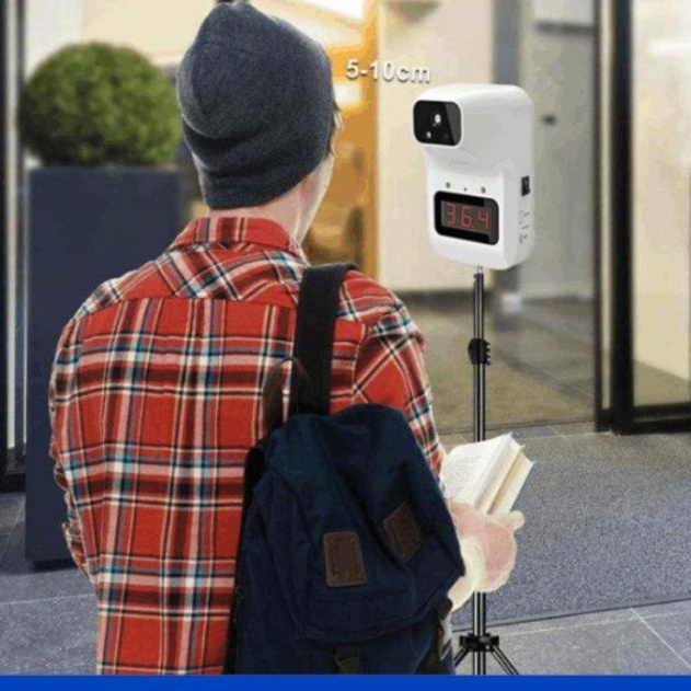 SET TRIPOD THERMOMETER MINI STANDING INFRARED UNTUK UKUR CEK SUHU TUBUH ABNORMAL DIGITAL OTOMATIS NO