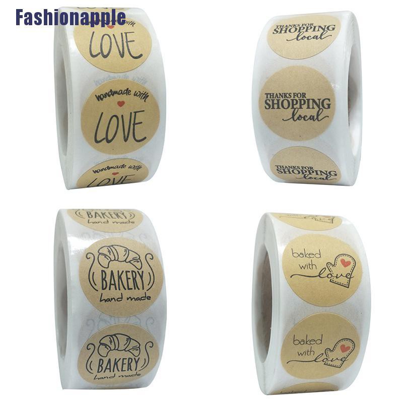 Faid 500pcs roll  Stiker  Kertas  Kraft Tulisan Thank You 