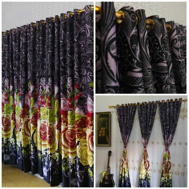 GORDEN PINTU 135X220 KARAKTER GORDEN JENDELA 12 LUBANG AESTHETIC SMOKERING HORDENG EMBOS KARAKTER MOTIF BUNGA MINIMALIS MURAH