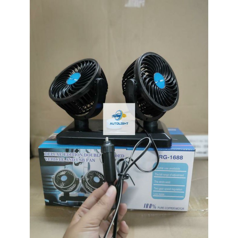 Kipas Angin Mobil 12V &amp; 24V Doublle Headed Fan Aksesoris Mobil Interior