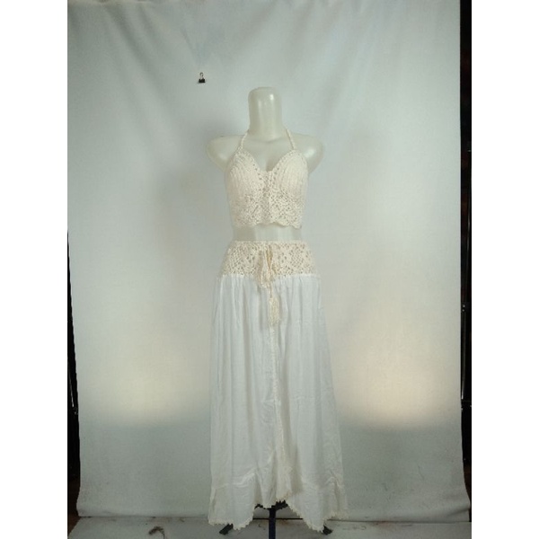 one set bikini & rok pantai rajut khas bali