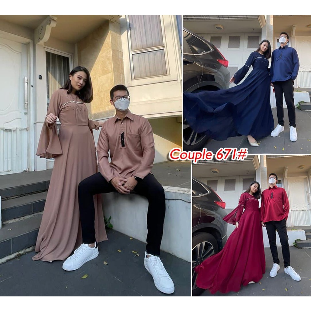 Jessiecolletionn COUPLE 671# DRess muslim fashion / Gamis Couple Fashion Muslim
