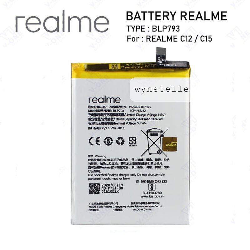 REALME C12 - Baterai Batre Batrei OPPO REALME C12 RMX2189 BLP793 ORIGINAL Model BLP-793 BLP 793