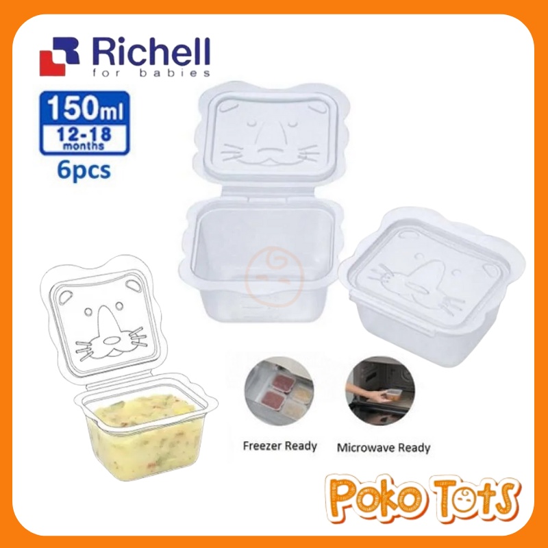 Richell Baby Food Container 150ml Isi 6 pcs Tempat Makanan WHS