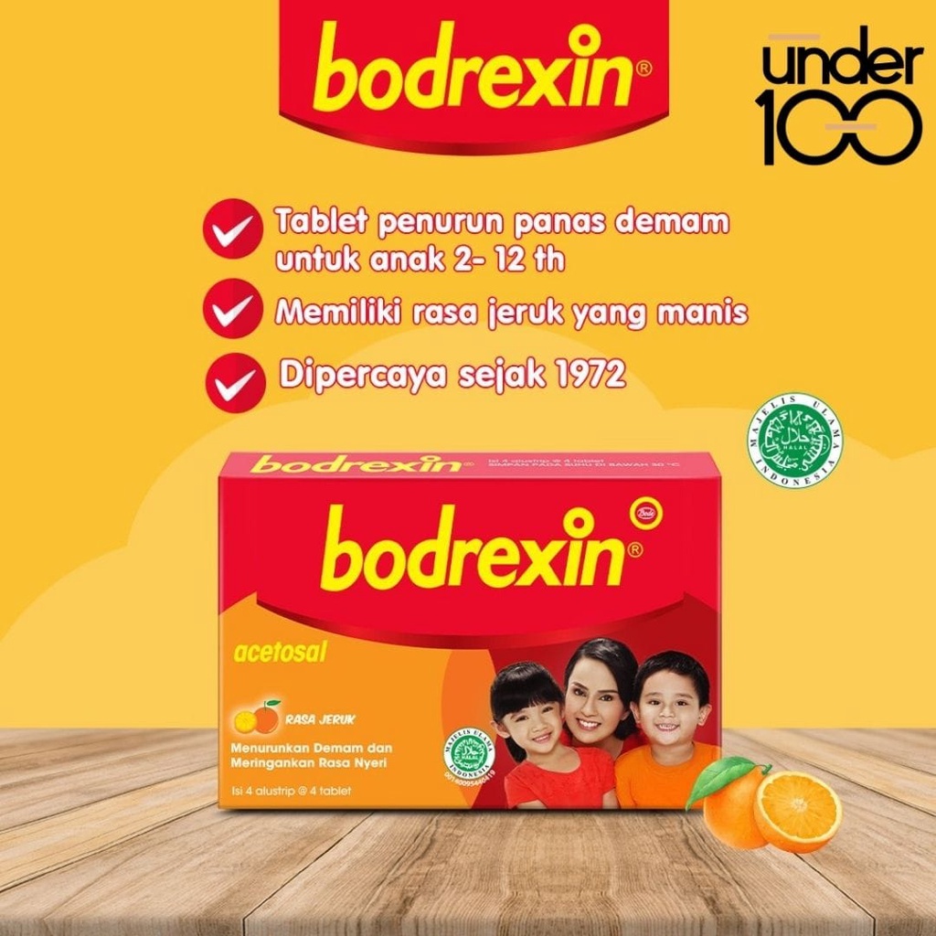 ❤ Under100 ❤ Bodrexin Rasa Jeruk Tablet 4x4's 1 Box 16 Tablet