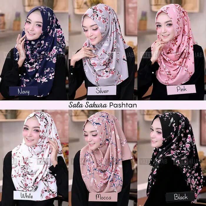Jilbab Pasmina Instan Sala Motif Bunga Sakura  ER-228