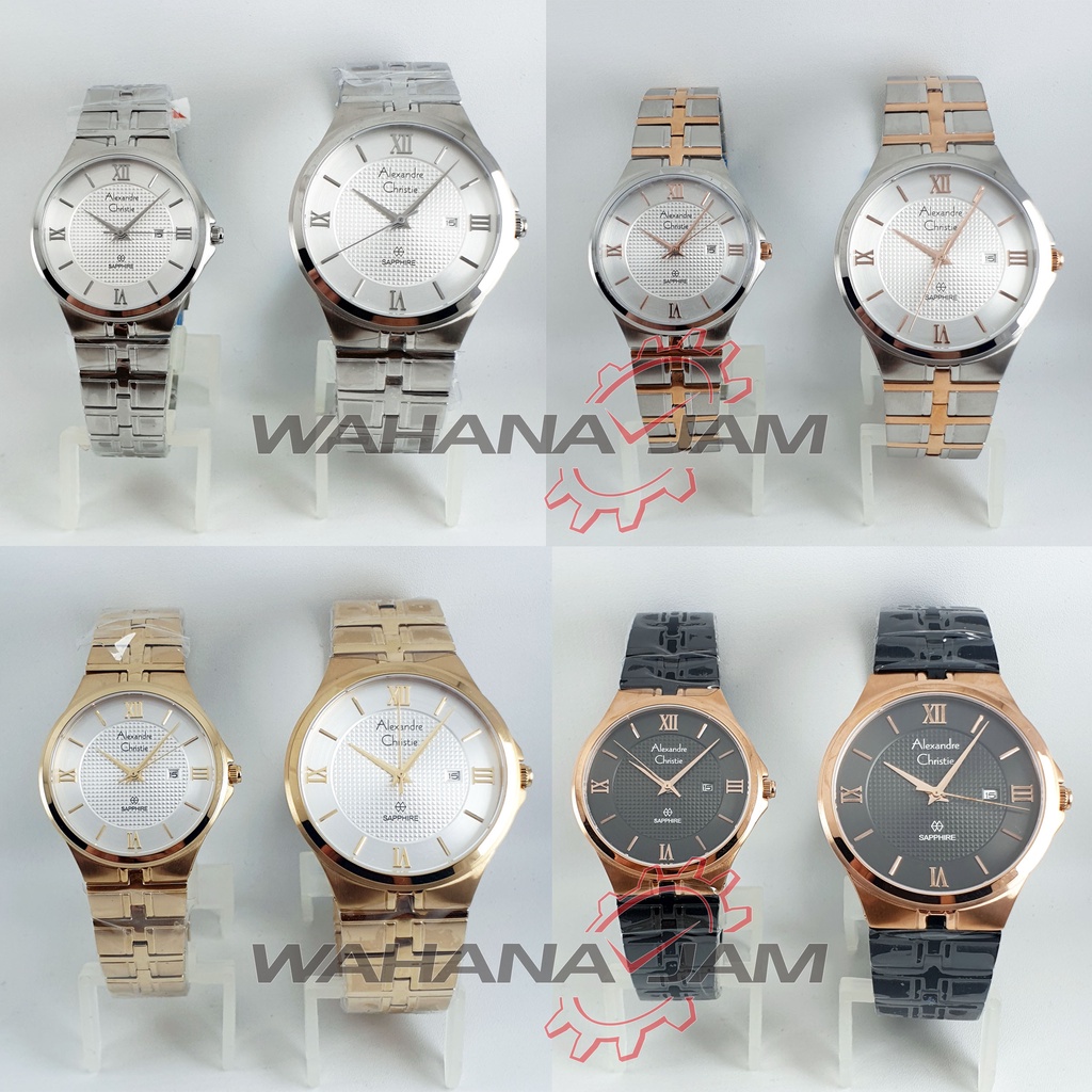 Alexandre Christie AC 8541 MD LD/ Jam Tangan Couple AC8541 Pria Wanita Pasangan Rantai Klasik Safir