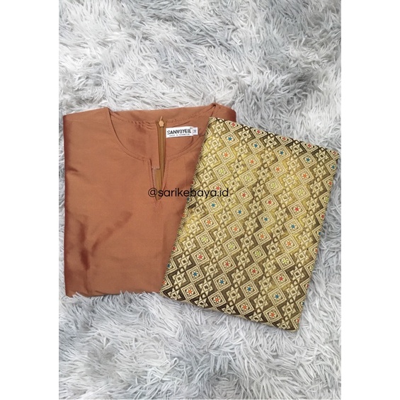 (DISKON) BAJU KURUNG SONGKET SELENDANG/KURUNG SITI NURBAYA-Cokelat