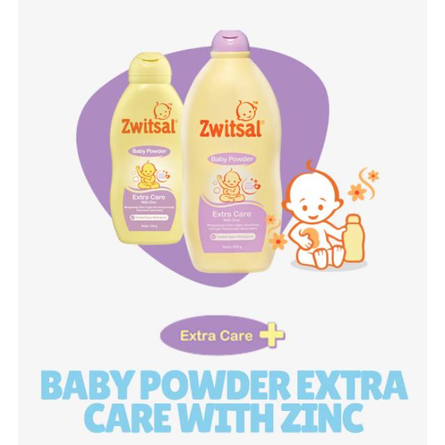 Bedak bayi Zwitsal Extra Care 100gr dan 300gr.