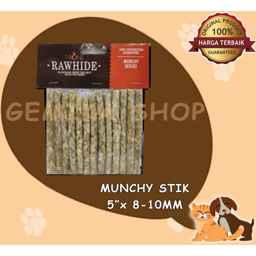 SNACK ANJING TBONE RAWHIDE MUNCHY TWIST STICK 5&quot; 13 PCS / DOG FOOD