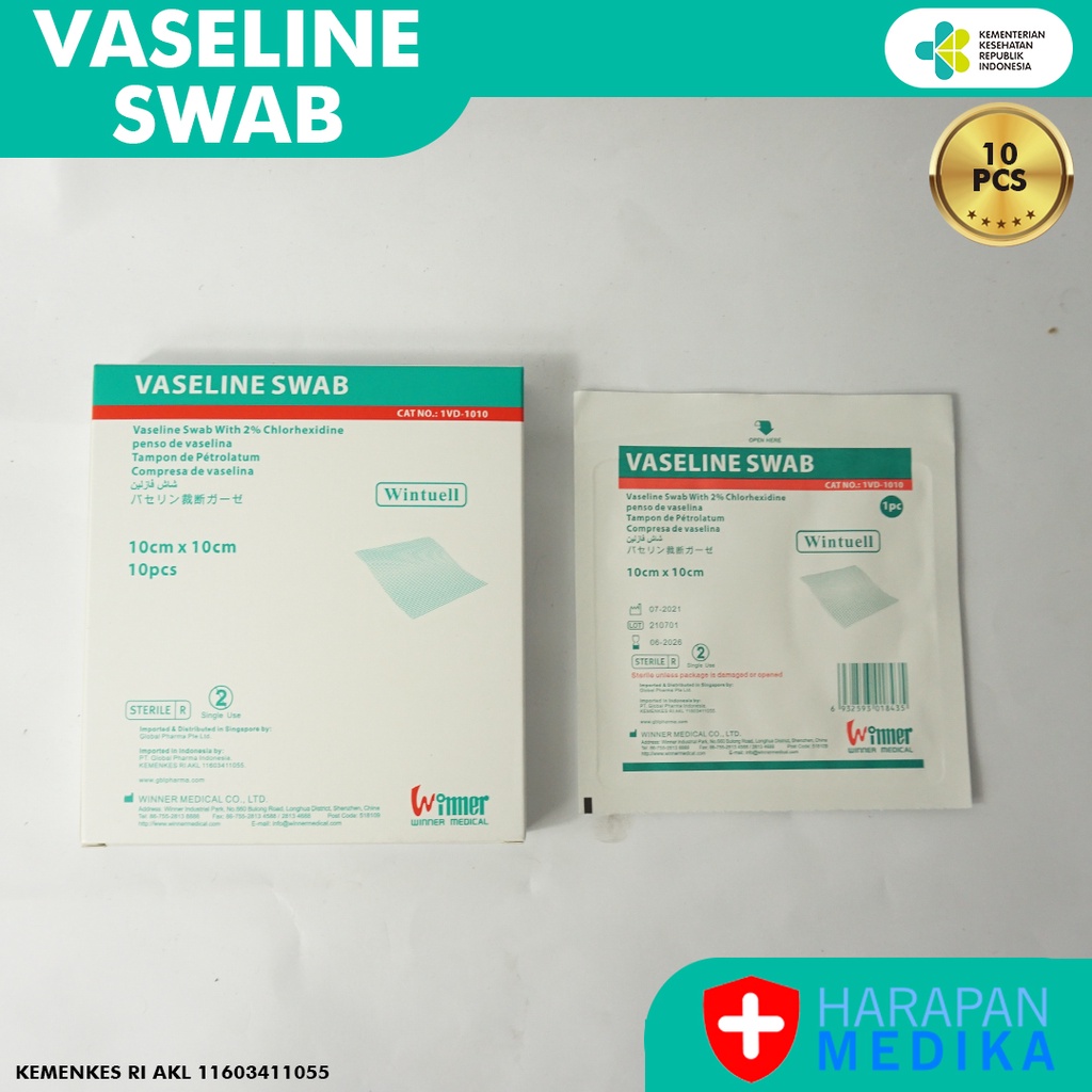 Vaseline Swab 10cm x 10cm Wintuell Kasa Penutup Luka Antibiotik seperti Sufratulle Lumantulle