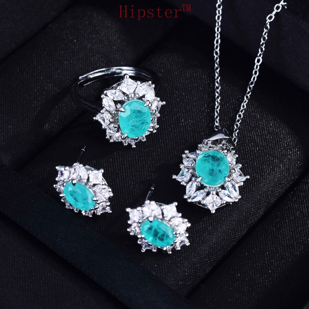 Natural Set Luxury Pendant Earrings Open Ring