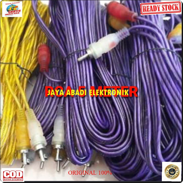 G487 ORIGINAL KABEL RCA 5 METER ORI AUDIO VIDEO RCA 5 METER sound suara tv dvd stereo jek jack sambungan elektronik elektrik monitor speaker spk musik DLL multi fungsi universal G487  Panjang kurang lebih 4.5 METER KABEL RCA AUDIO VIDEO 3 - 3 kuning merah