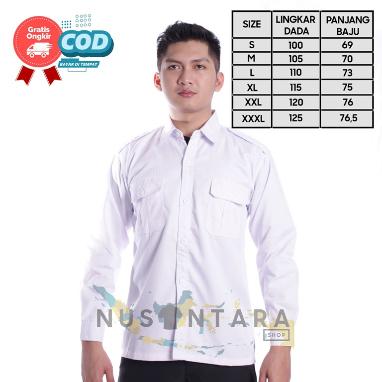 Kemeja Pns Putih Pria Kemeja Pdh Putih Lengan Panjang Seragam Pns Putih Baju Pns Kemeja Kerja Putih