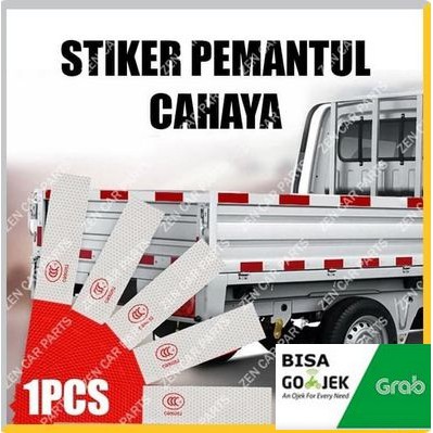 Stiker Reflektor Reflector Pemantul Cahaya Stikcer Reflective Warning Sign Merah Putih