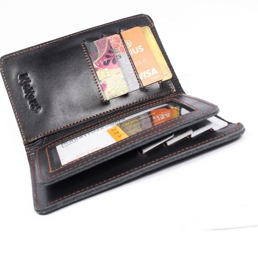 Dompet Pria Kulit Sapi Asli 3/4 Eksklusif Model Berdiri Lipat Buku Tahan Api Kulit Tegak Distro -HTM
