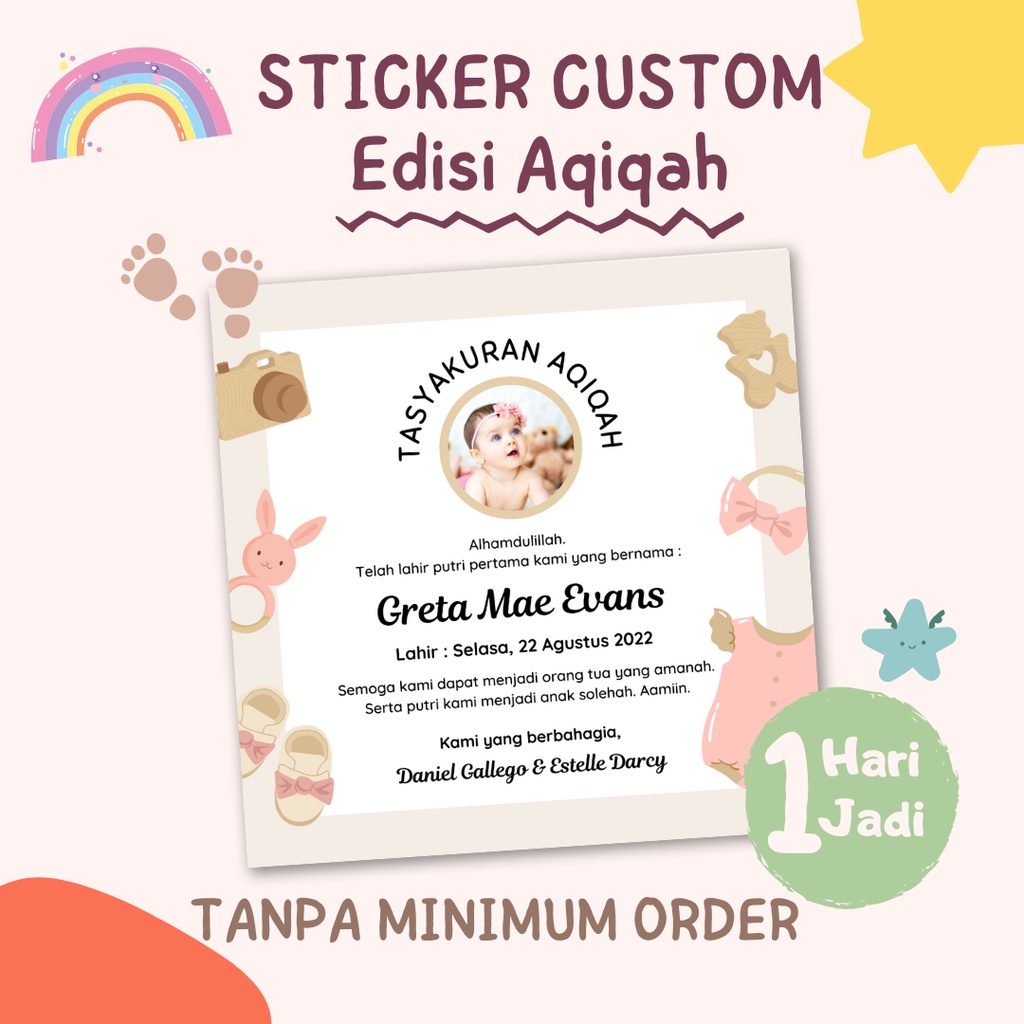 Jual STIKER LABEL AQIQAH / Sticker label Tasyakuran Aqiqah Tanpa