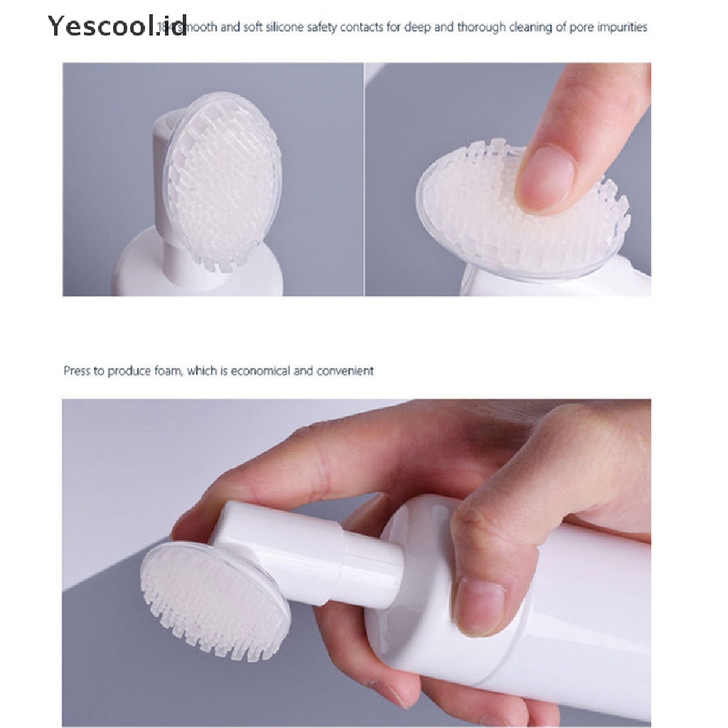 (Yescool) Botol Dispenser Sabun Cair / Mousse Dengan Brush Pembersih Bahan Plastik