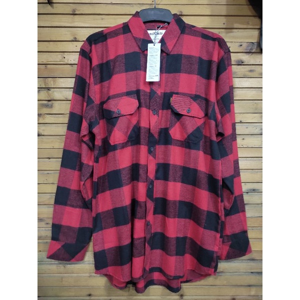 Kemeja lengan panjang flanel kotak-kotak pria merk Neverdead