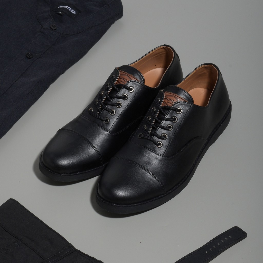 Oxford Full Black | 38-46 | Sepatu Pantofel Santai Kasual Kerja Kuliah Pria Cowok Men Laces | FORIND x Story of Monday