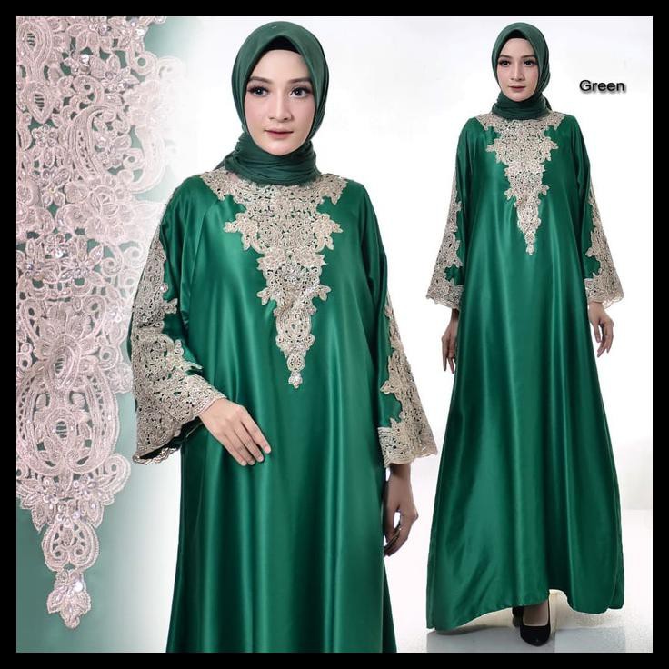 GAMIS MEWAH/ GAMIS PESTA FERROSA HIJAU TURKISH/ GAMIS PESTA BORDIR - Putih