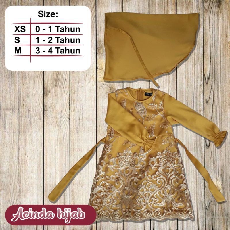 Akekah 0-5 Thn Baju Gamis Anak Perempuan Brukat Cornelli Mutiara Set Hijab Syar'i