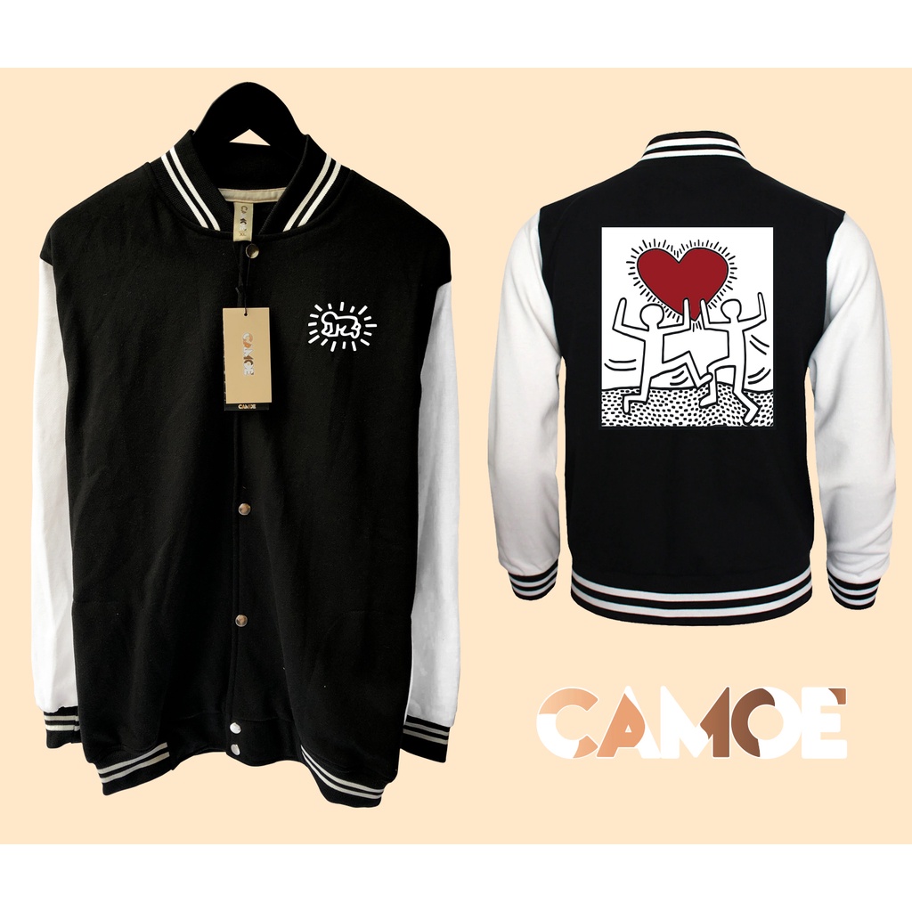 Jaket Baseball Varsity Keith Haring Love Valentine Couple