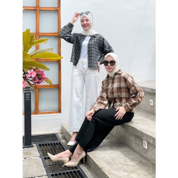 SONIA CROP TOP/KEMEJA WANITA/ATASAN WANITA/KEMEJA CROP TOP/KEMEJA FLANEL