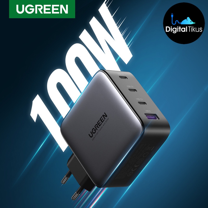 UGREEN Kepala Charger - GaN - 4 Ports - 100W - Fast Charge - Macbook Pro