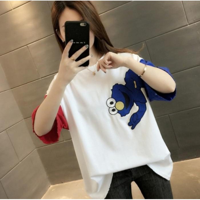 Kaos Jumbo Wanita Ld 120 Oversize Elmo - Putih, Xxxl