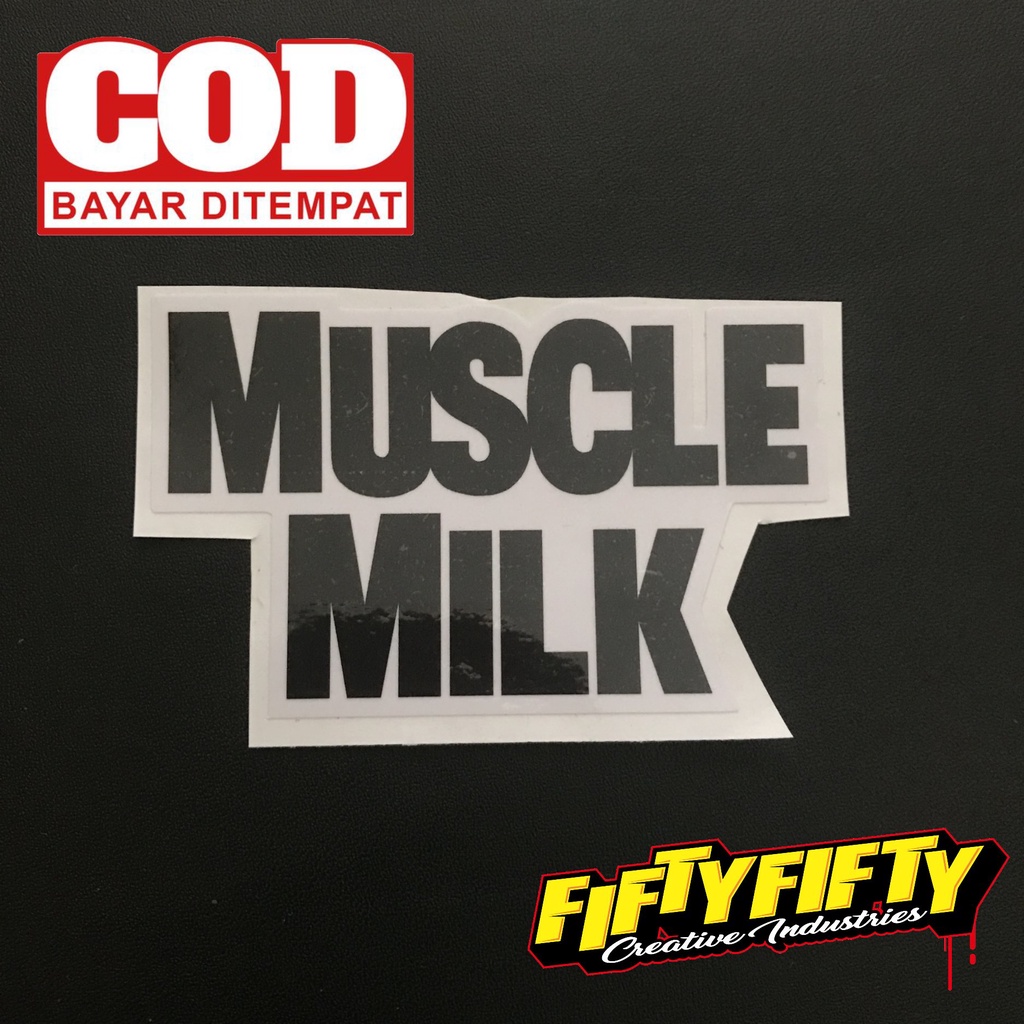 Stiker Print Cut MUSCLE MILK Stiker Printing Laminasi Glossy Stiker Motor Mobil Helm Sudah Membentuk Pola Desain