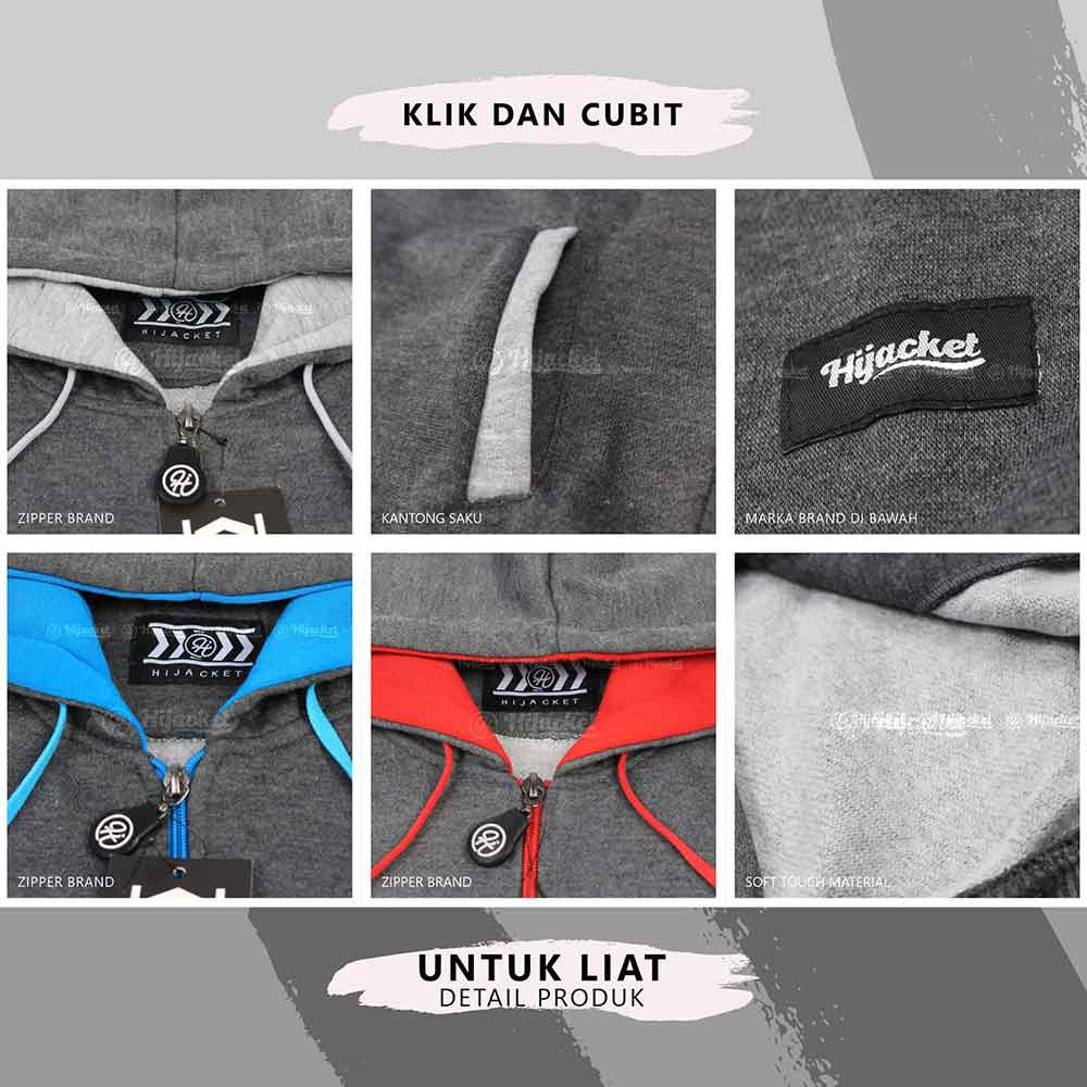 Jaket Jacket Polos Panjang Wanita Cewek Muslimah Hijabers Hoodie Kekinian Abu Tua Hijacket BC Misty-6