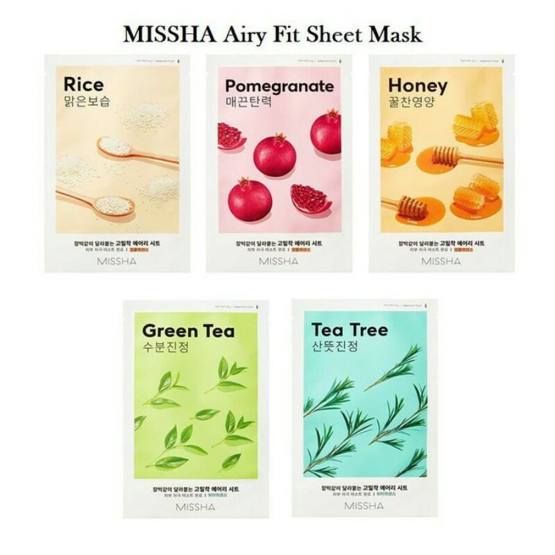MISSHA Airy Fit Sheet Mask Masker Wajah Sekali Pakai [ORIGINAL KOREA 100%]
