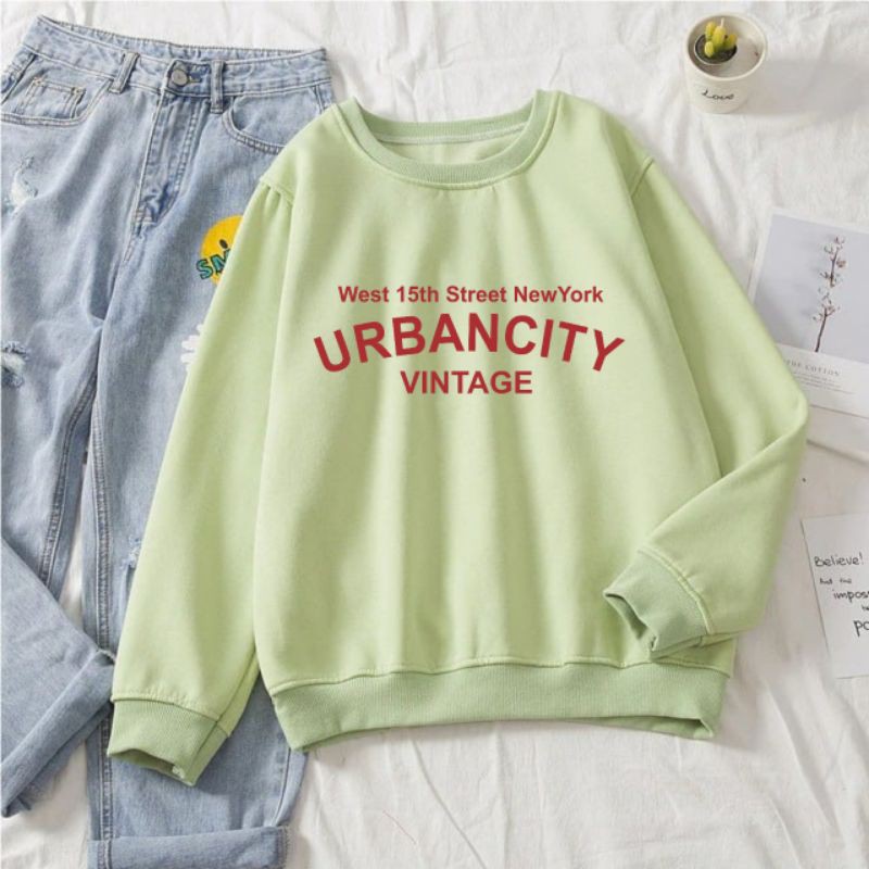 SWEATER UNISEX URBANCITY VINTAGE /// CREWNECK FLEECE TEBAL KEKINIAN TERBARU''