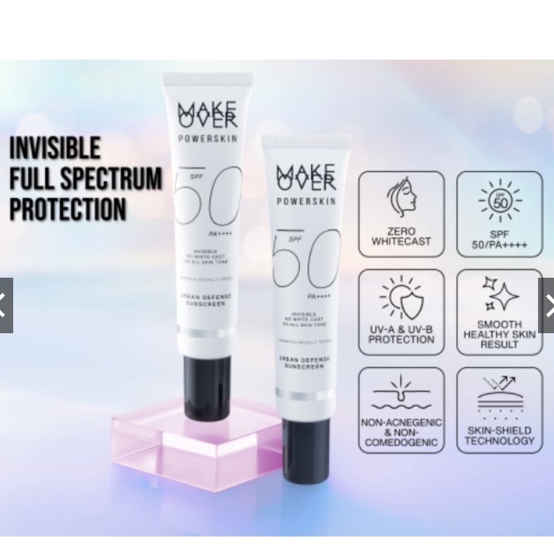 Make Over Powerskin Urban Defense Sunscreen Spf 50PA++++ 40ml 100%Ori Power Skin Sun Screen SPF SPF50 Makeover Wajah Facial Face