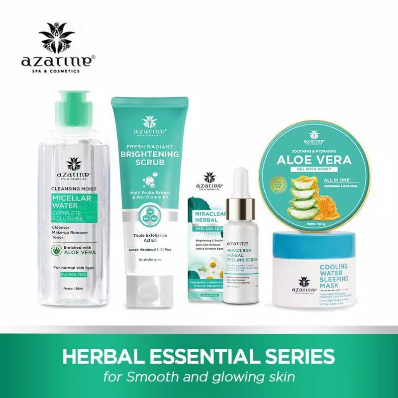 AZARINE Herbal Essential Glass Skin Goal Sleeping Mask, Peeling Serum, Aloe Vera (✔️BPOM) (KIM)