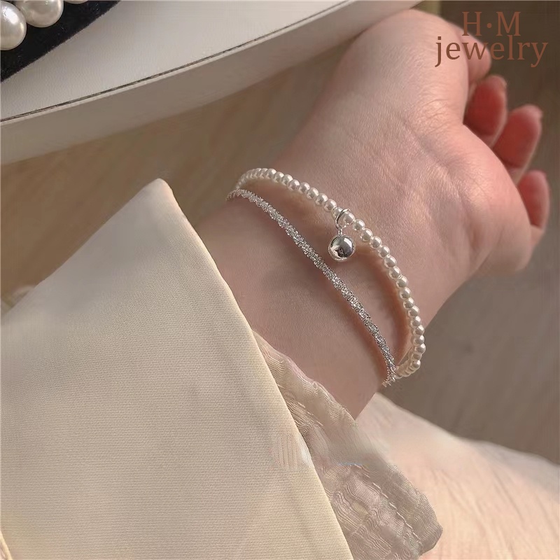 Gelang Mutiara Gypsophila Model Double Layer