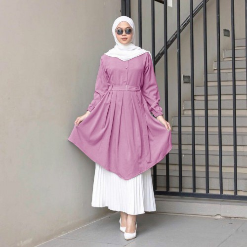 Baju Tunik Wanita Terbaru 2021 Kekinian Warna Ungu Lilac