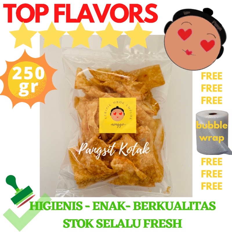 

KERIPIK KULIT PANGSIT Sedikit PEDAS / SIOMAY GURIH / KERIPIK BAWANG GURIH RENYAH