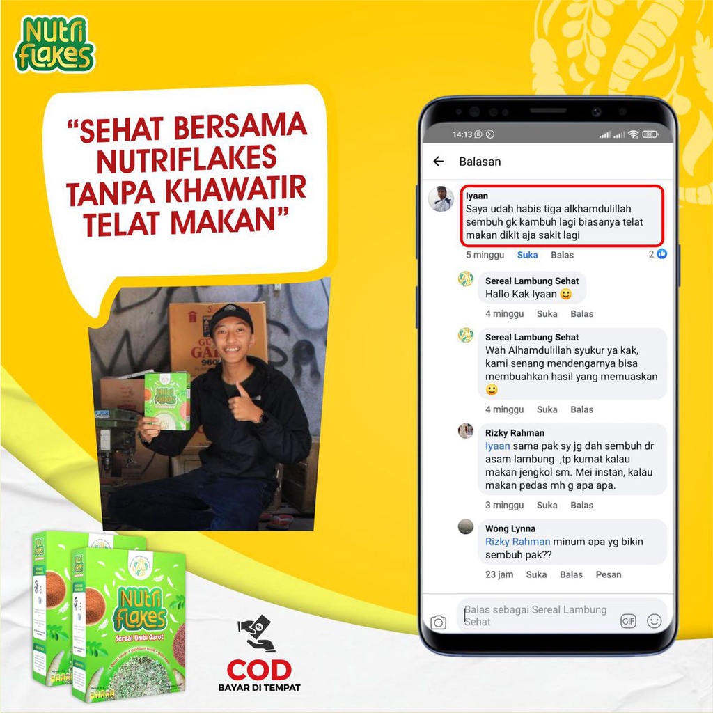 Nutriflakes Sereal Asam Lambung - Ampuh Mengatasi  Asam Lambung Gerd, Maag 1 Box