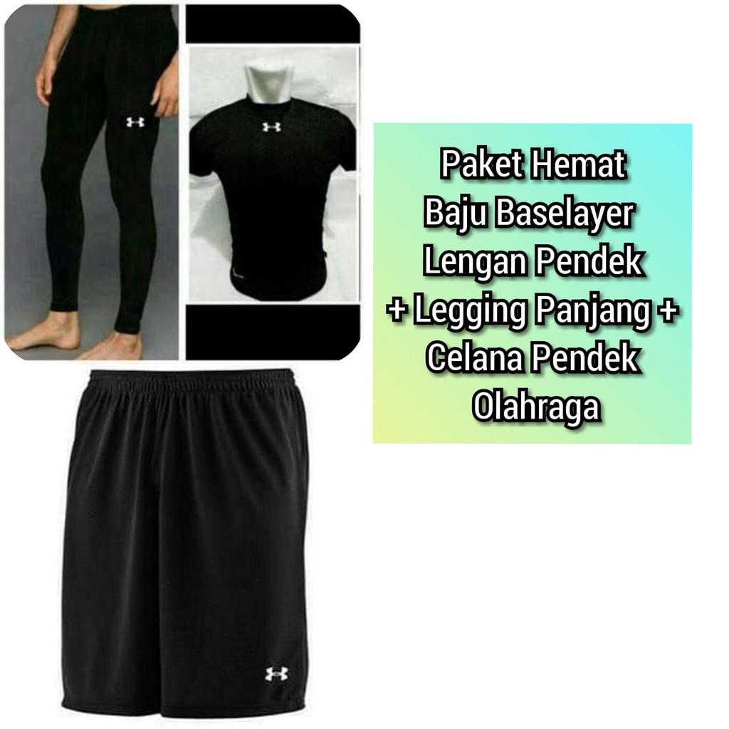 Paket Hemat Baju  Manset  Baselayer Lengan Pendek  Celana 