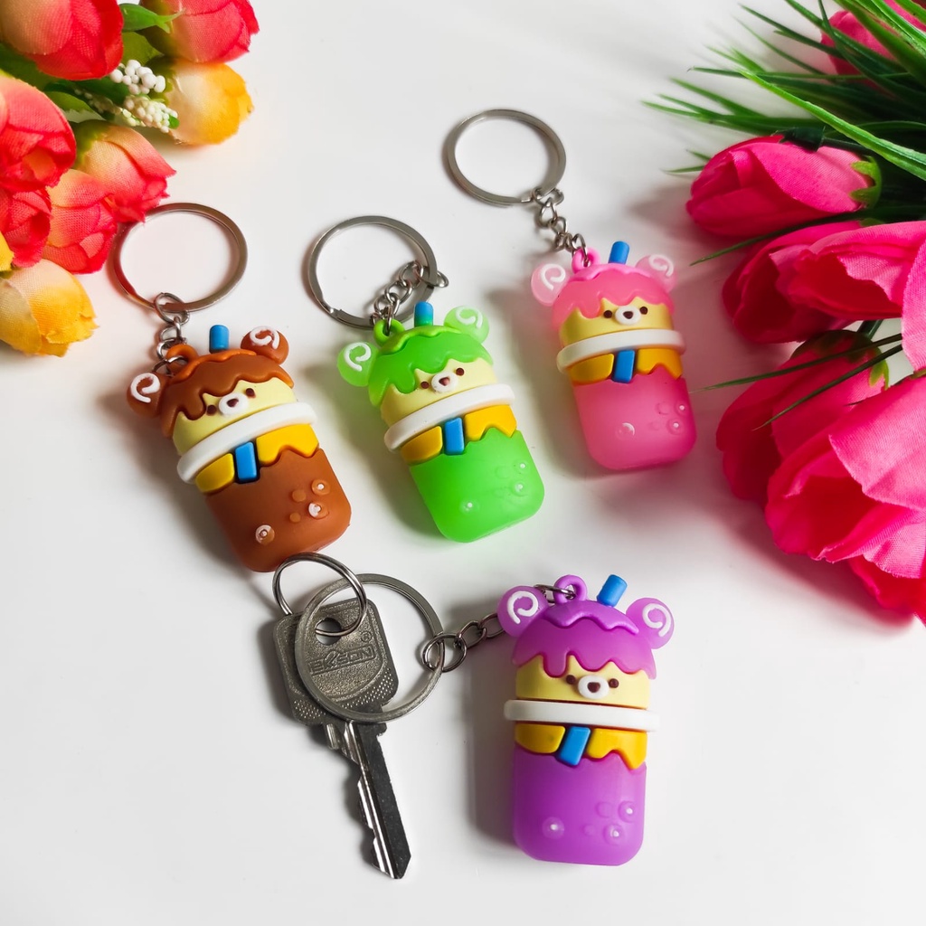 GANTUNGAN KUNCI BOBA BERUANG MILK TEA KEYCHAIN KEYRING BUBBLE GANCI