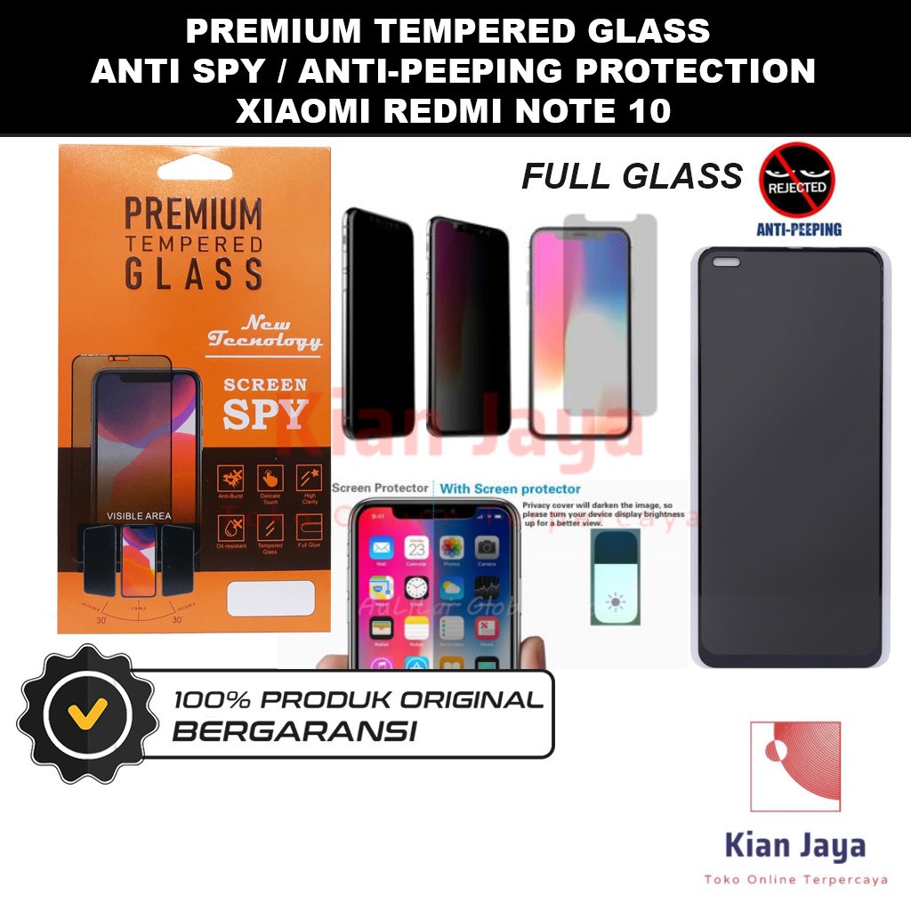 Tempered Glass Xiaomi Redmi Note 10 Anti Spy Privacy Peep Screen Protector Full Glass Antispy Anti Gores Kaca