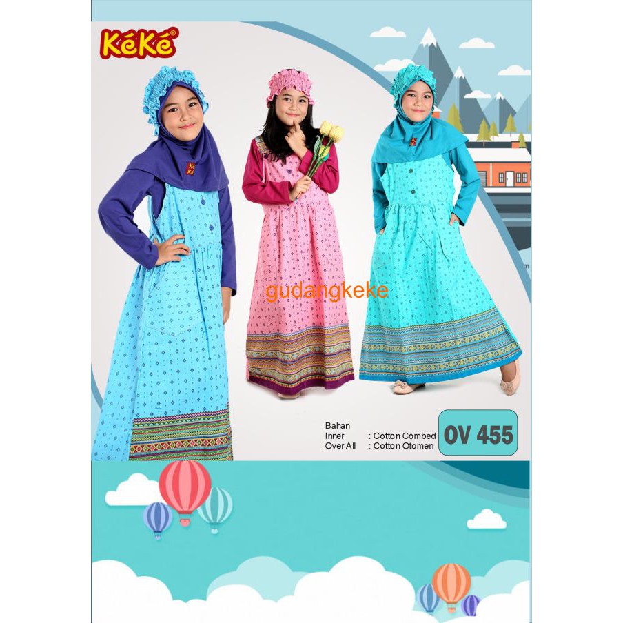 KEKE OV 455 GAMIS ANAK PEREMPUAN OVERALL KEKE BUSANA MUSLIM