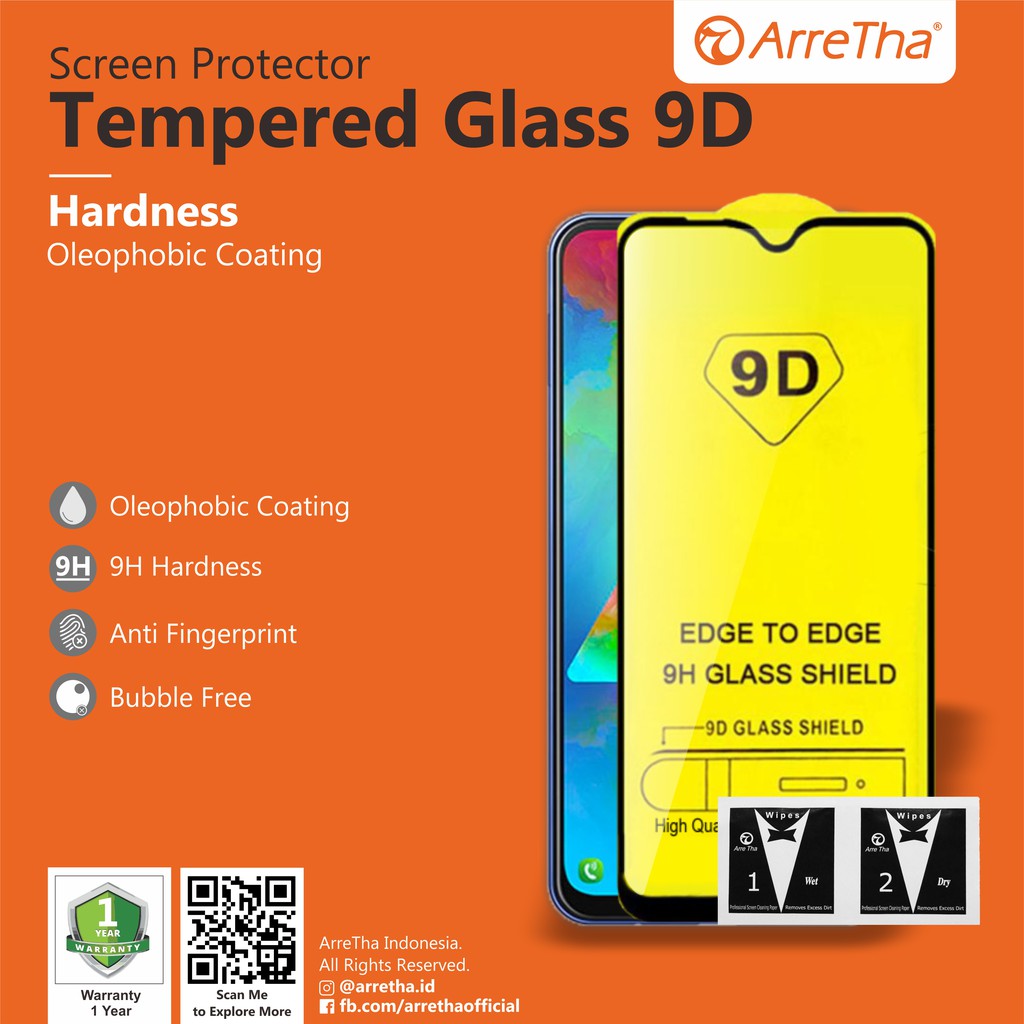 ARRETHA.ID - TEMPERED GLASS 9D SCREEN GUARD HARDNESS OLEOPHOBIC COATING