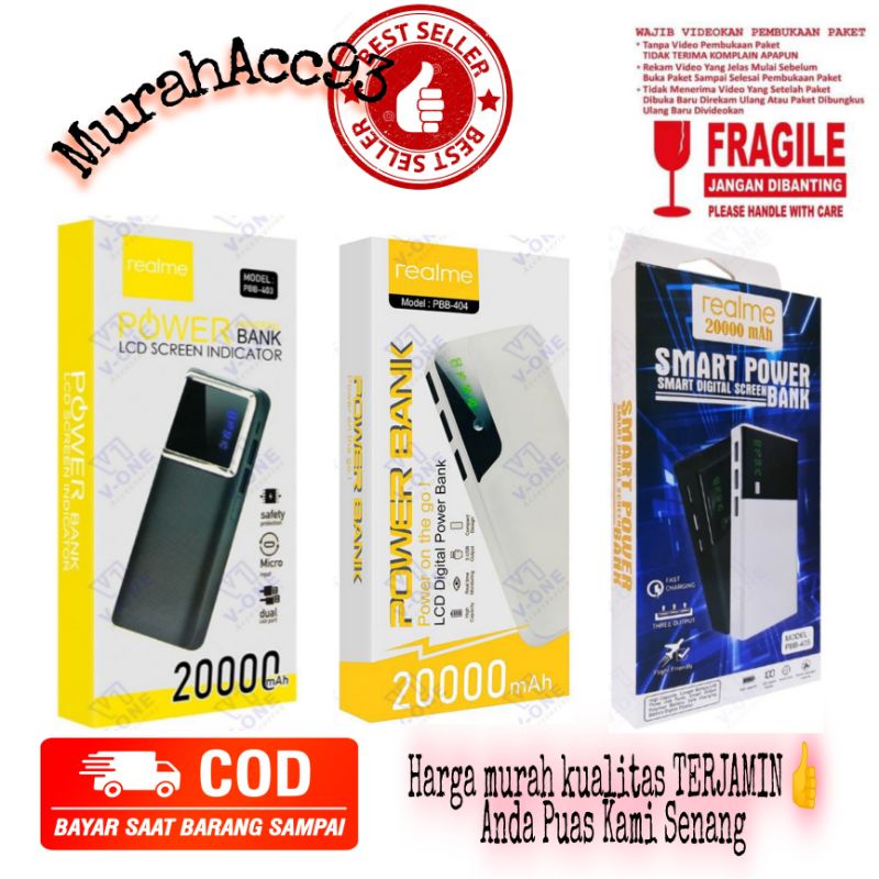 [MA] PB Powerbank Power Bank Realme 20000mah PBB 403 PBB 404 PBB 405 Murah Kapasitas 20000 mAh PBB-4