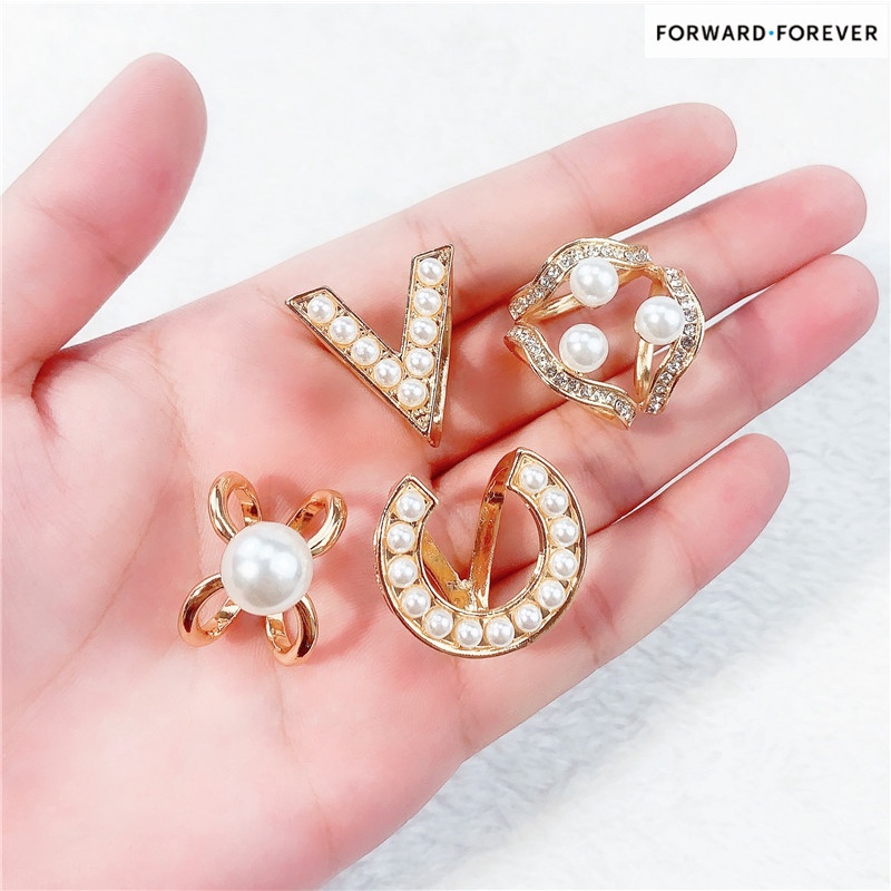 Bros Pin ring Alloy Simple Warna Emas Untuk Aksesoris Scarf Wanita M40282