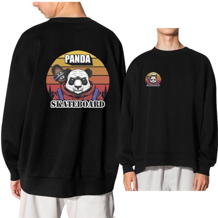 Sweater Pria Skateboard Panda Sweater Crewneck Fleece Size M - XXL